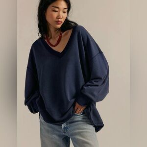 NWOT Free People Venice V-Neck Oversized Sweatshirt